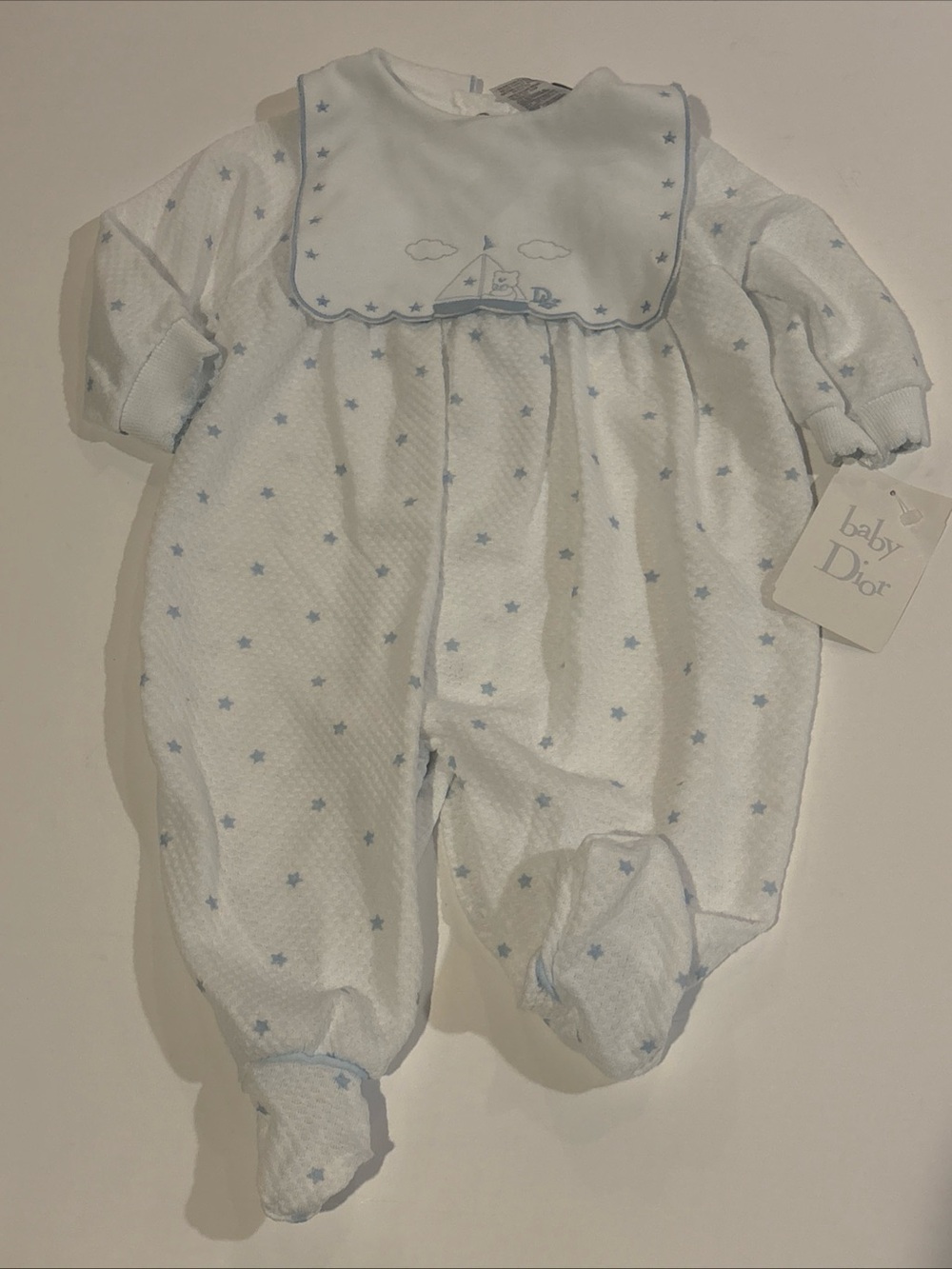 Vintage Baby Christian Dior Sailboat Boat Teddy Bear Romper Footie NEW